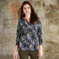 Petite Napa Valley 3/4 Sleeve Watecolor Dot Henley-Black/Neutral - image 1