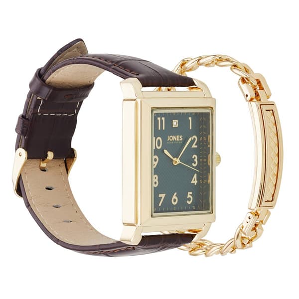 Mens Jones New York Green Dial Watch/Bracelet Set - 9782G-42-X16