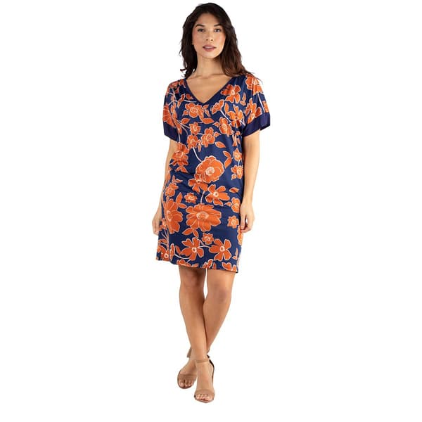 Womens 24/7 Comfort Apparel Floral Loose Fit Resort Shirt Dress - image 
