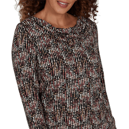 Womens Emaline Soiree Long Sleeve Drape Neck Abstract Blouse