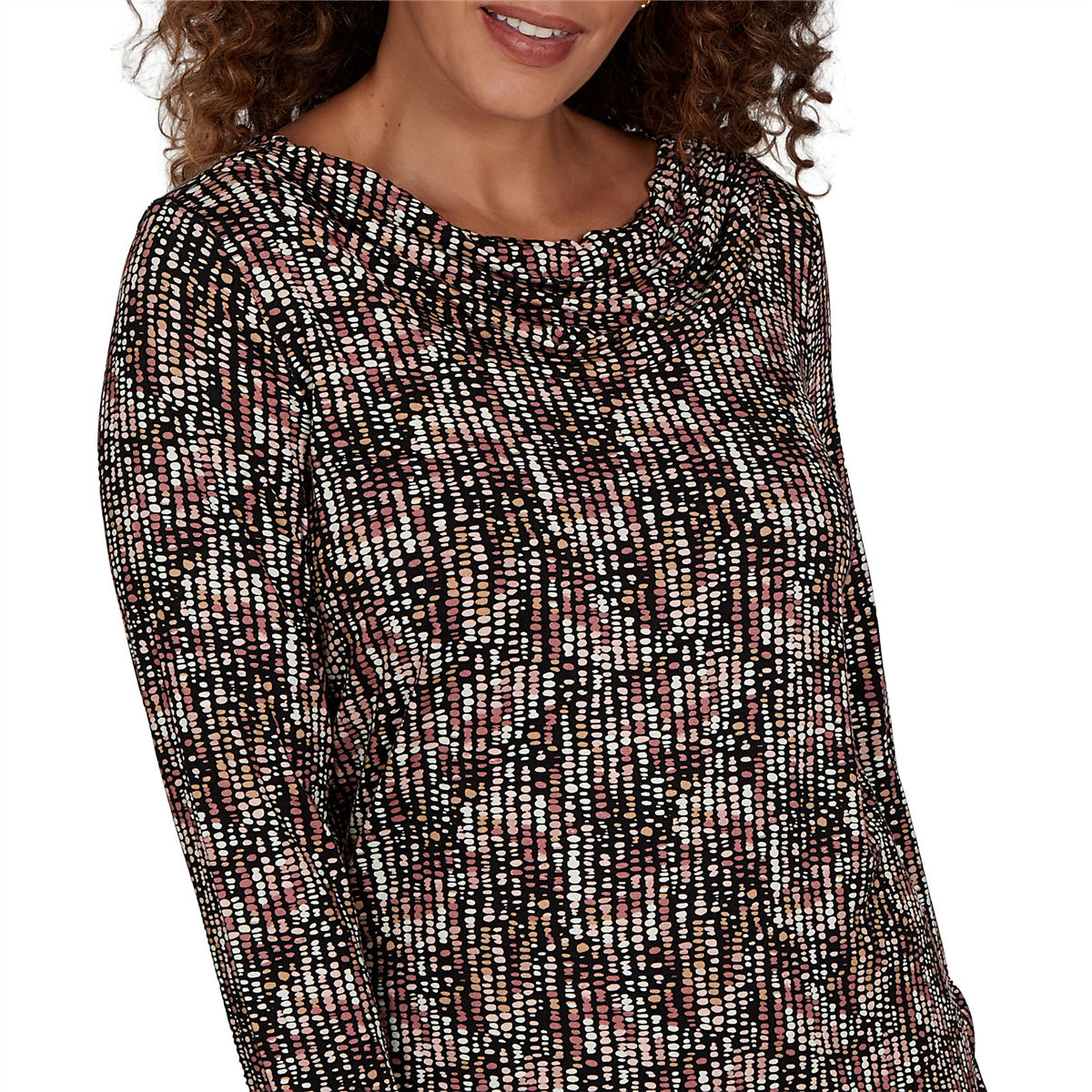 Womens Emaline Soiree Long Sleeve Drape Neck Abstract Blouse