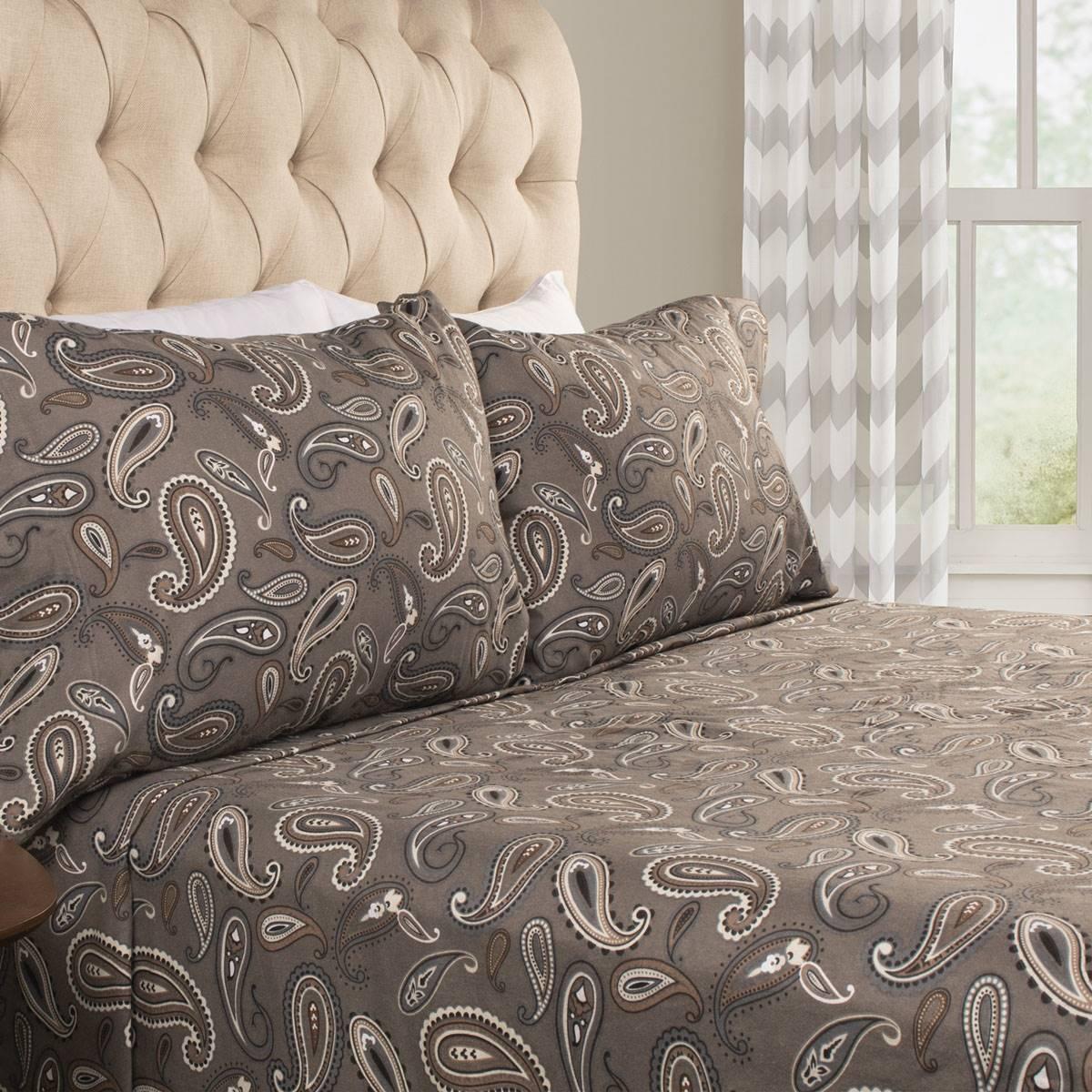 Superior Cotton Flannel Deep Pocket Paisley Sheet Set