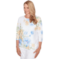Petite Alfred Dunner Classics 3/4 Sleeve Floral Stripe Blouse - image 3