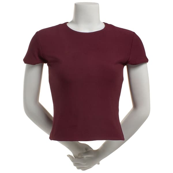 Juniors 7th & Hudson Short Sleeve Fitted Double Layered Tee - image 