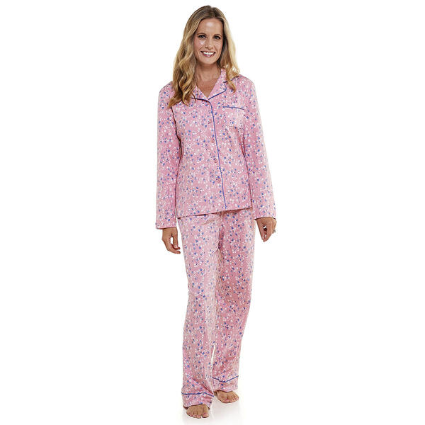 Womens White Orchid Long Sleeve Floral Long Leg Pajama Set - image 