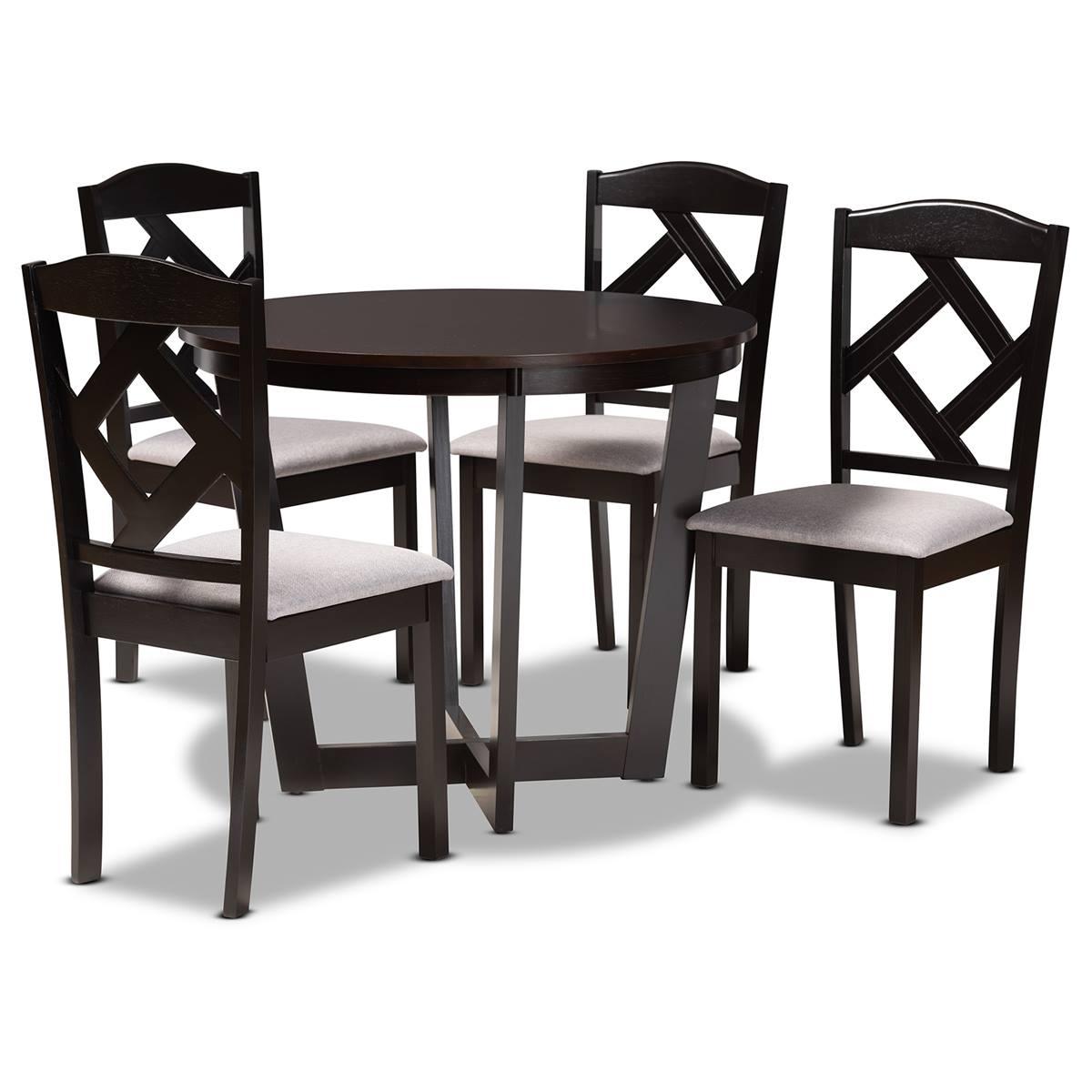 Baxton Studio Morigan Modern Dark Brown Wood 5pc. Dining Set