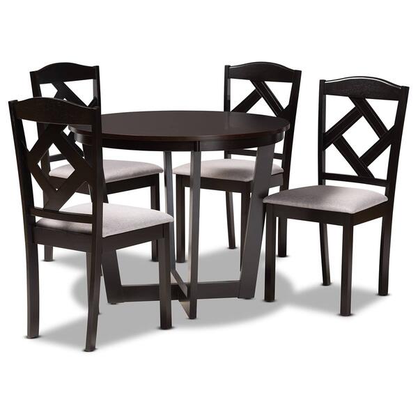 Baxton Studio Morigan Modern Dark Brown Wood 5pc. Dining Set - image 
