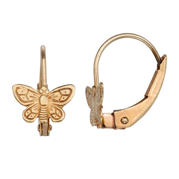 Kids 14kt. Gold Butterfly Leverback Earrings - image 
