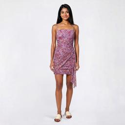 Juniors Jump Mesh Side Ruched Slip Dress