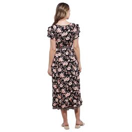 Womens Perceptiopns Double Ruffle Floral Midi Dress