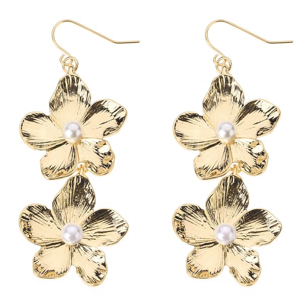Ashley Cooper(tm) 2 Tier Metal Flower Drop Earrings - image 