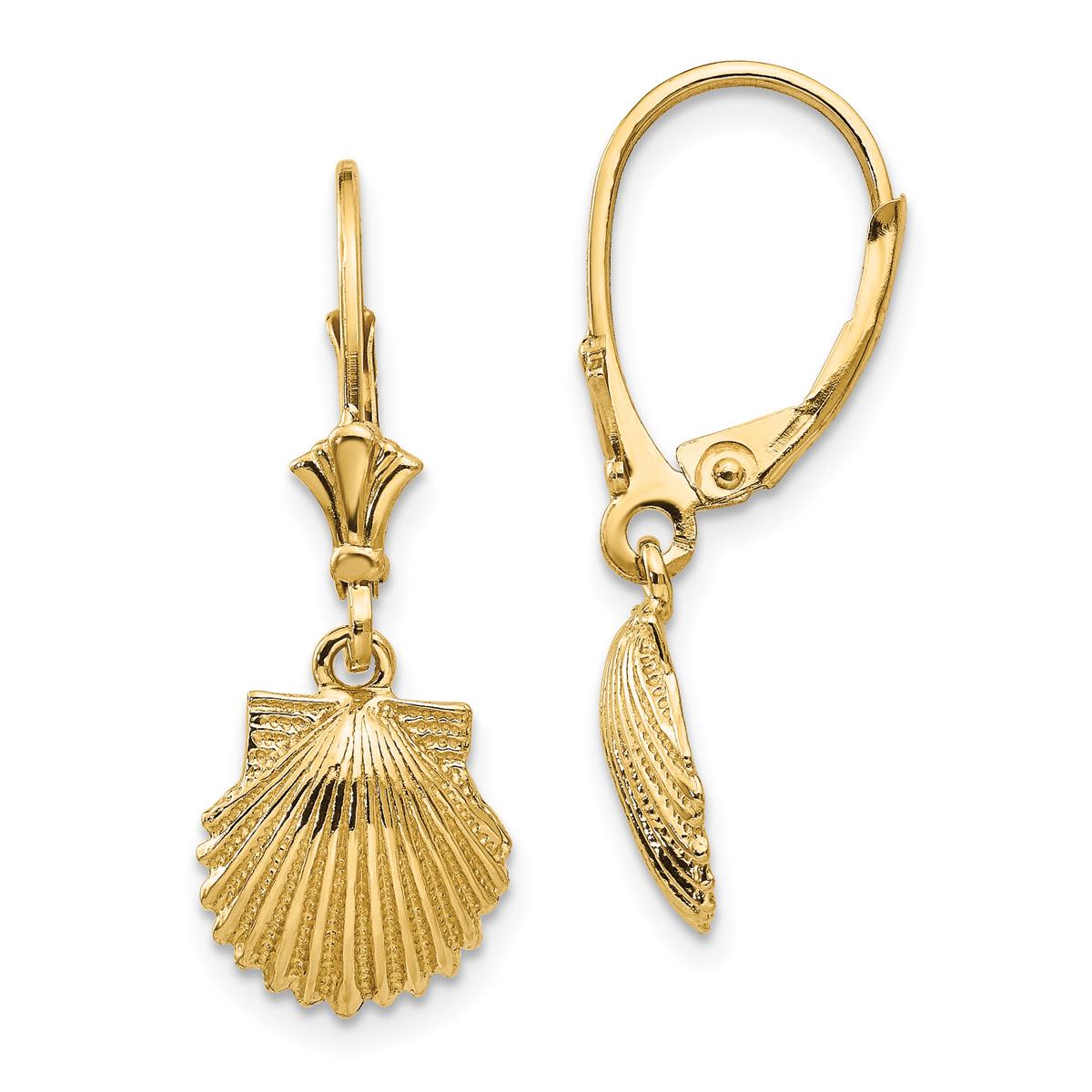 Gold Classics™ 14kt. Gold Scallop Shell Dangle Earrings