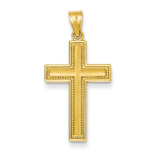 Unisex Gold Classics(tm) 14kt. Gold Large Satin Cross Pendant - image 