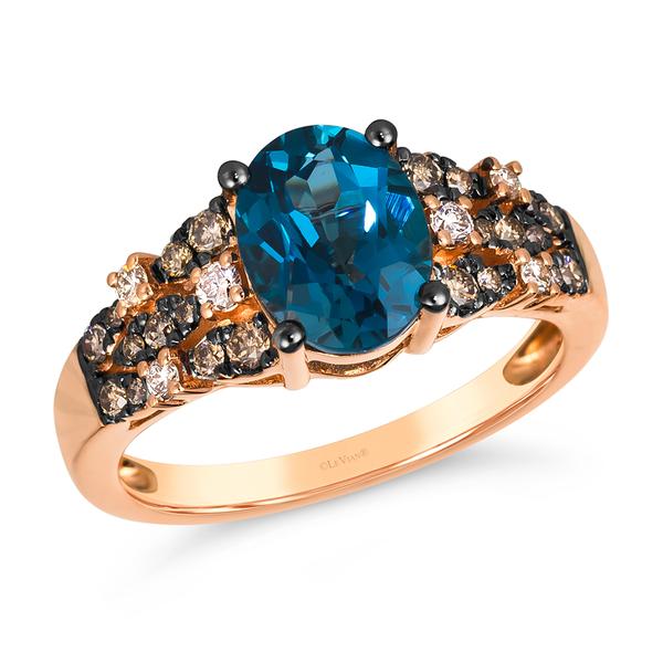 Le Vian(R) Deep Sea Blue Topaz(tm) Center & Rose Gold Cocktail Ring - image 