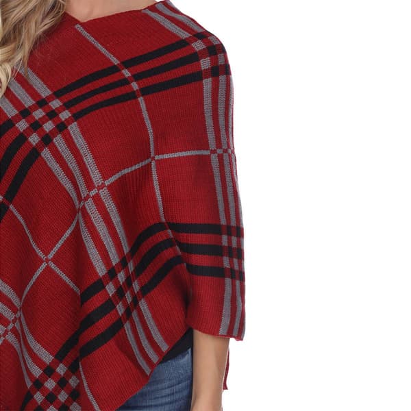 White Mark Double Plaid Dakota Poncho