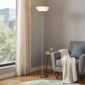 HomeRoots 72in. Silver Lamp with White Glass Shade - image 1