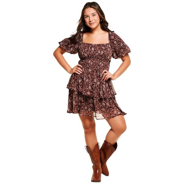 Juniors Trixxi Teahouse Smocked A-Line Dress - image 