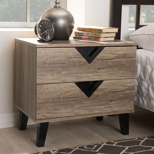 Baxton Studio Swanson 2 Drawer Nightstand