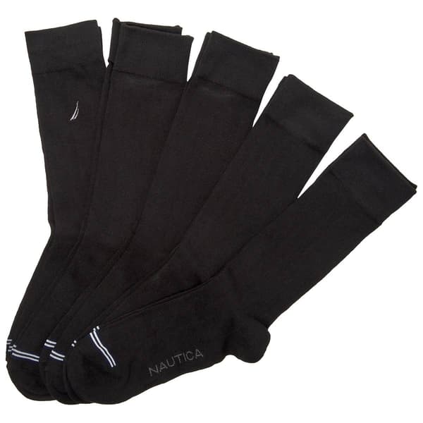 Mens Nautica 5pk. Solid Dress Crew Socks - Black - image 