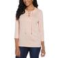 Womens Rafaella&#40;R&#41; 3/4 Sleeve Solid Lace Up Tee - image 1