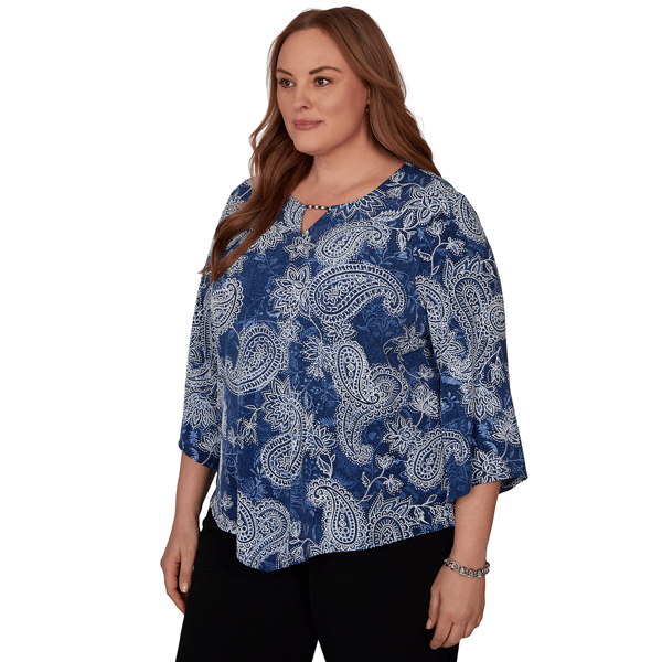 Plus Size Alfred Dunner Classics 3/4 Sleeve Paisley Blouse