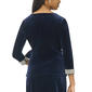 Womens MSK 3/4 Rhinestone Sleeve Velvet Faux Wrap Blouse - image 2