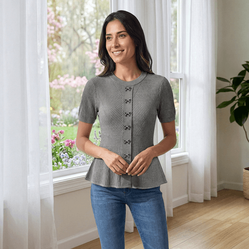 Womens Nanette Lepore Elbow Sleeve Ribbed Peplum Sweater - image 