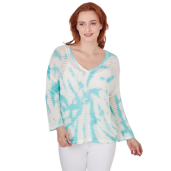 Petite Skye''s The Limit Soft Side 3/4 Sleeve Printed Sweater - image 