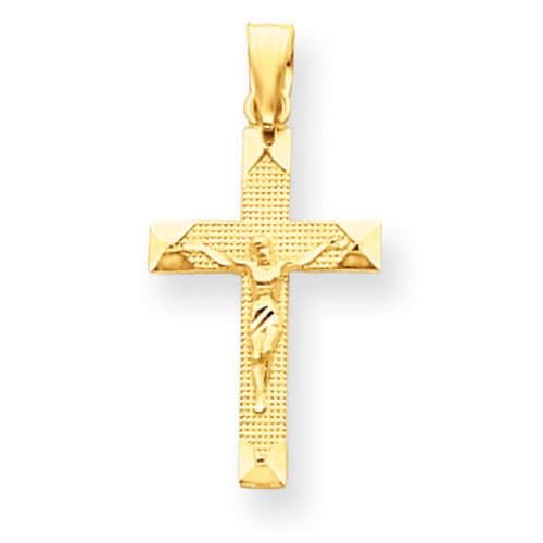 Unisex Gold Classics(tm) Diamond Cut Crucifix Pendant - image 