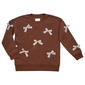 Girls (7-16) No Comment 3D Plaid Bow Crew Sweatshirt - image 1