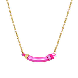 Betsey Johnson Chain Necklace w/ Pink Curved Pencil Bar
