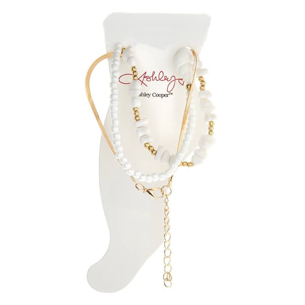Ashley Gold Plated 3 Row Anklet with Shells
