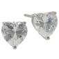 Sterling Silver Heart Cubic Zirconia Stud Earrings - image 1