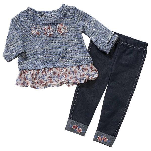 Baby Girl &#40;12-24M&#41; Little Lass 2pc. Floral Peplum Top & Leggings - image 