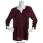 Womens Napa Valley 3/4 Sleeve Solid Pleat Knit Henley - image 4