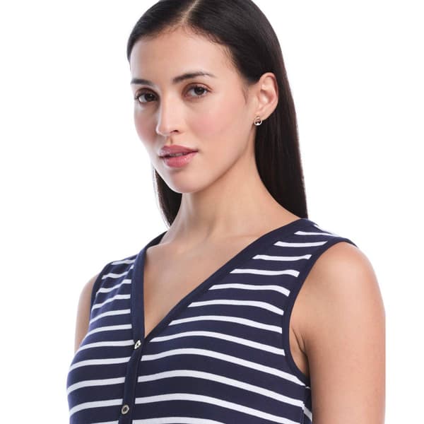 Womens Rafaella® Sleeveless Stripe Button Front Blouse