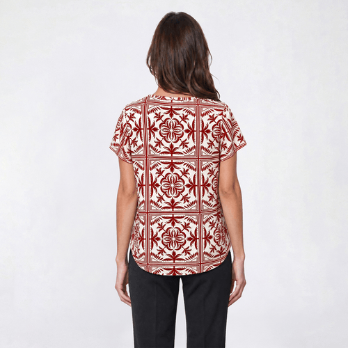 Womens OneWorld Short Sleeve Tropical Sublimation Tee