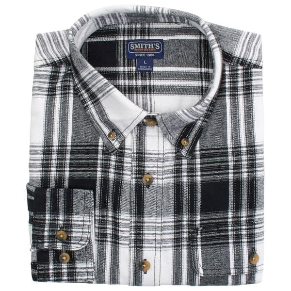 Mens Smith''s Plaid Flannel Shirt - Black/White - image 