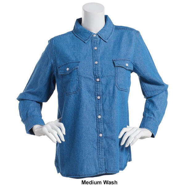 Womens Hasting & Smith Long Sleeve Button Up Denim Shirt