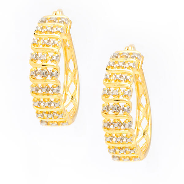 Gianni Argento Gold Diamond Accent S Hoop Earrings - image 