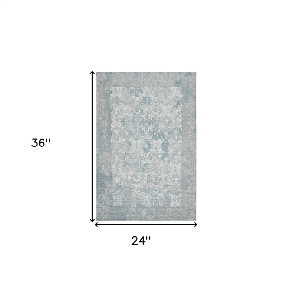 HomeRoots Grey Blue & Ivory Medallion Accent Rug