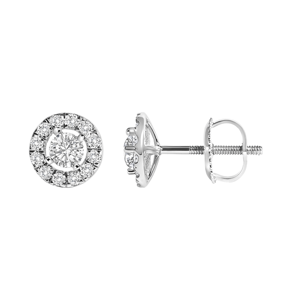 Haus of Brilliance 3/4ctw. Lab Grown Diamond Halo Stud Earring