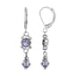 1928 Silver Tone Purple Drop Earrings - image 1