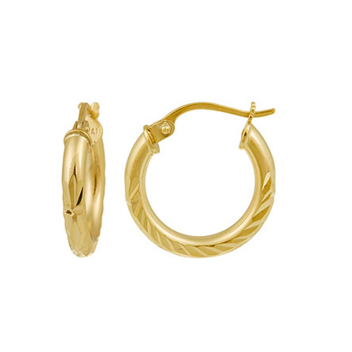 Designs by FMC Gold over Sterling Diamond Cut Hoop Earrings