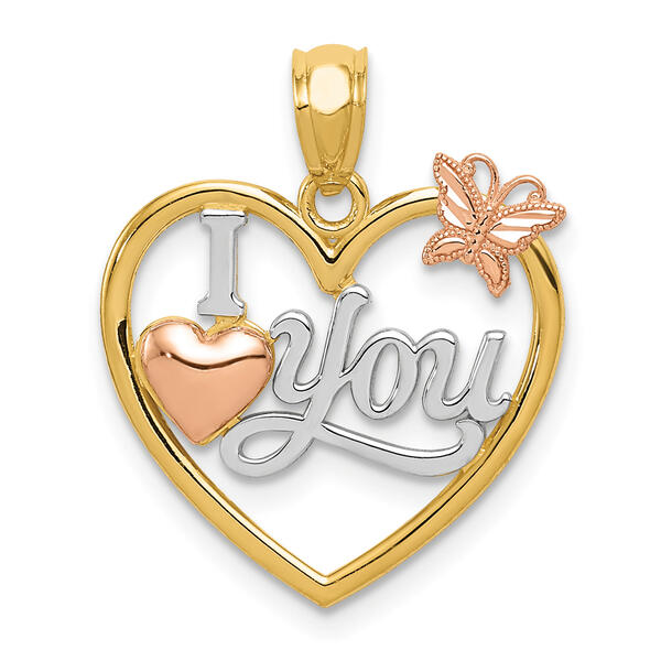 Gold Classics&#40;tm&#41; 14kt. I LOVE YOU Heart & Butterfly Pendant - image 