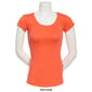 Juniors Aveto Cap Sleeve Scoop Neck Solid Jersey Knit Tee - image 4