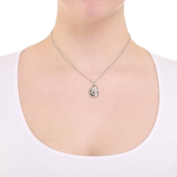 Athra 16in. Silver Plated Seashell Pendant Necklace