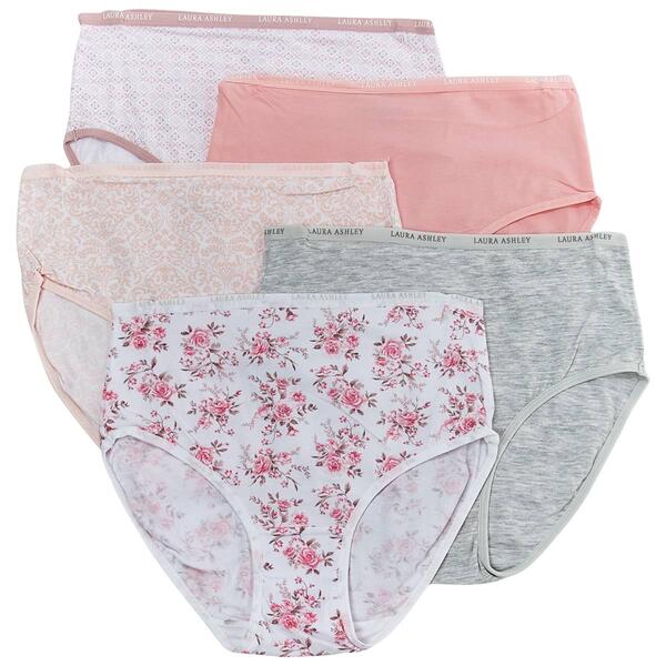 Womens Laura Ashley&#40;R&#41; 5pk. Logo Band Brief Panties - LS9221-5PKOM - image 