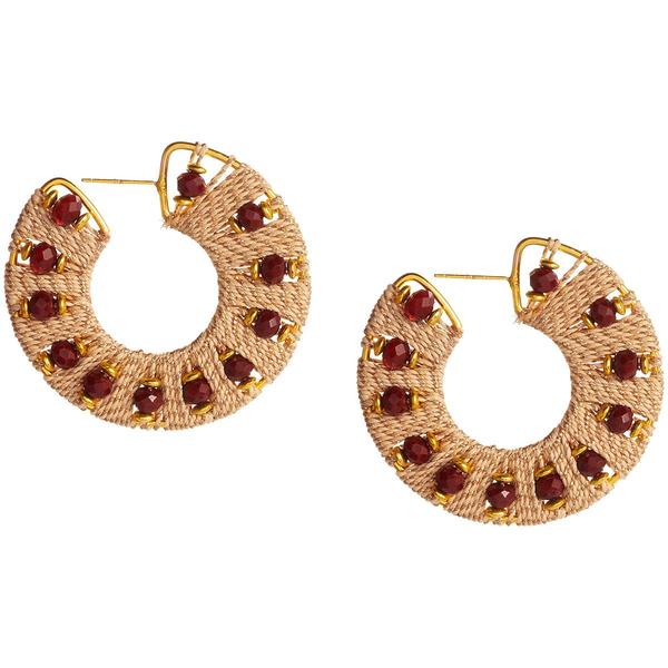 Ashley Cooper(tm)Gold Plated Thread Wrap Beaded Hoop Earrings - image 