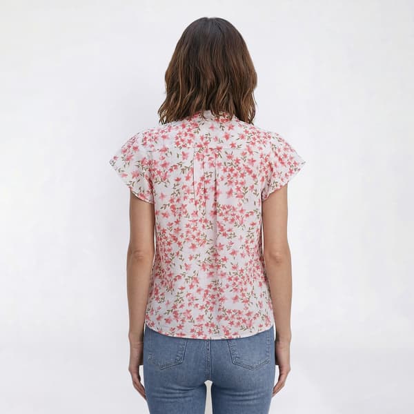Petite Preswick & Moore® Flutter Sleeve Floral Blouse